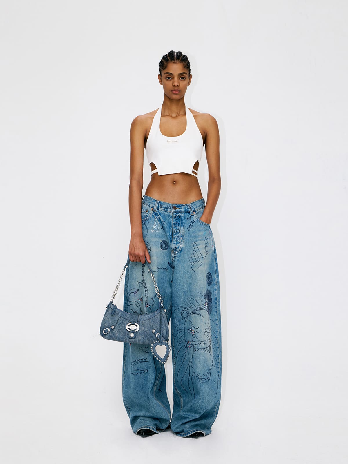 Wonton Bag-Washed Denim Shoulder Bag